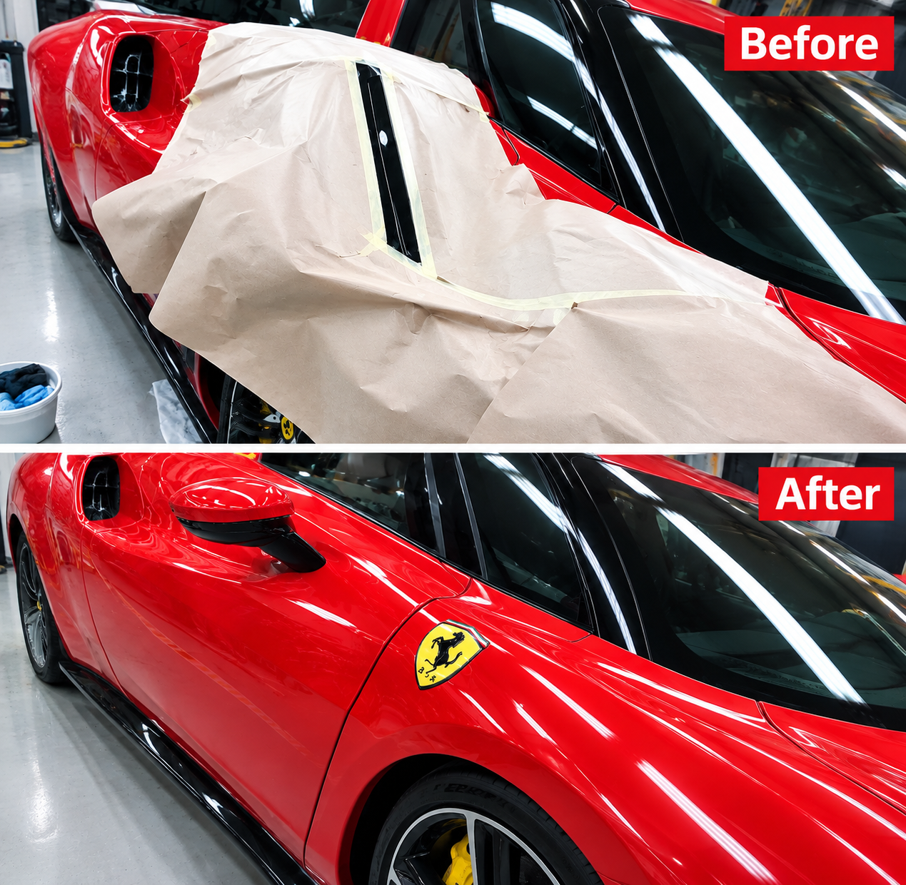 Before and after car restoration